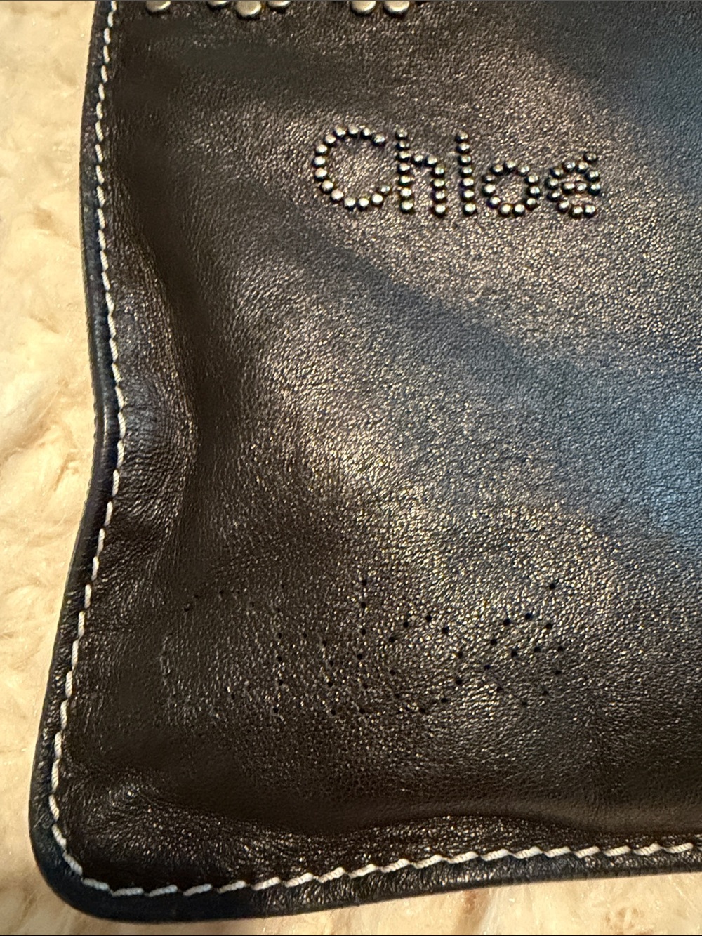 Chloe Patsy Studded Leather Drawstring Sack Shoulder Bag - Picture 5 of 14